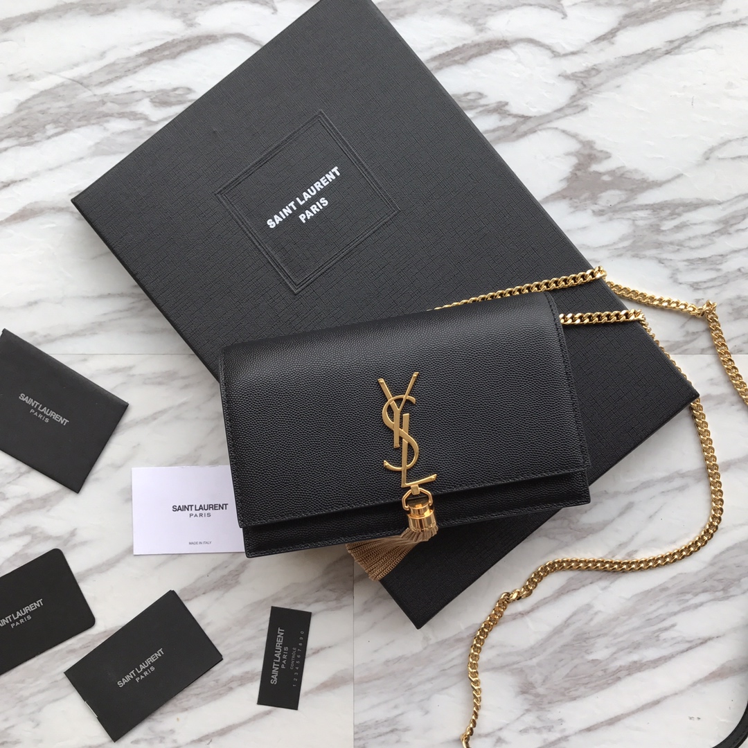 474366 KATE SMALL BAG WITH TASSEL IN GRAIN DE POUDRE EMBOSSED LEATHER, YSL Saint Laurent