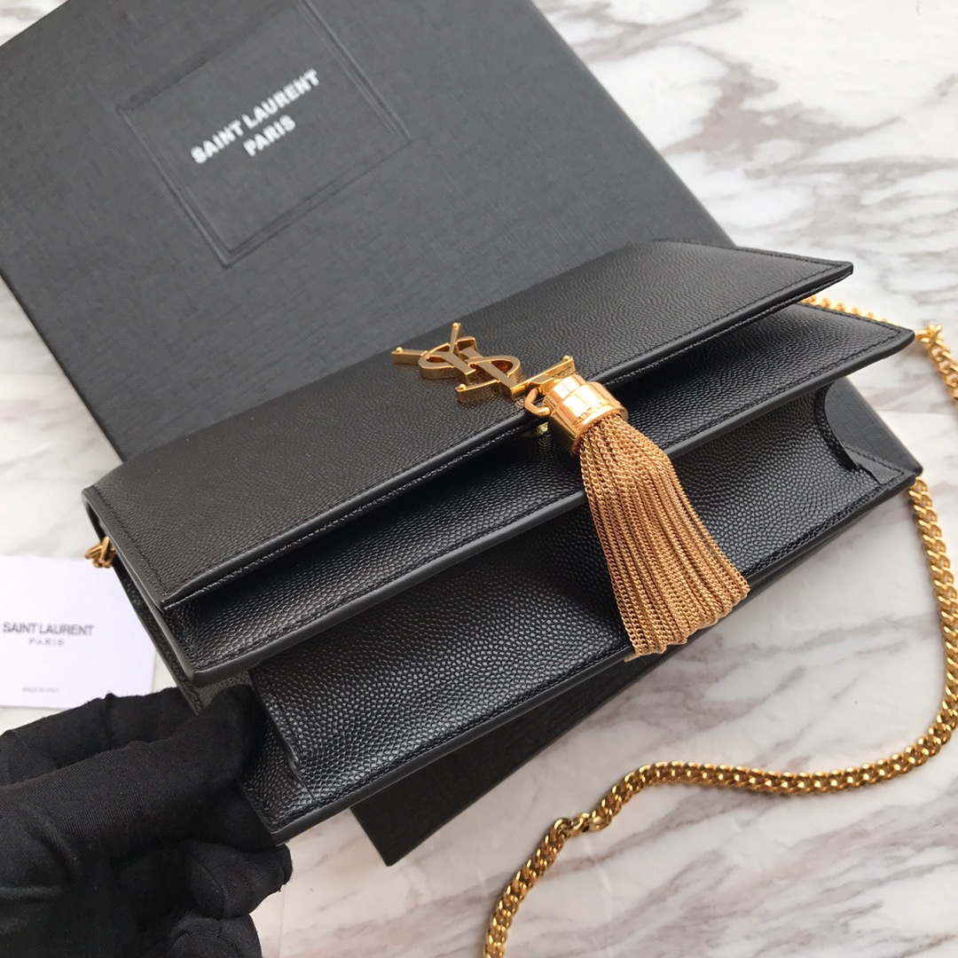 474366 KATE SMALL BAG WITH TASSEL IN GRAIN DE POUDRE EMBOSSED LEATHER, YSL Saint Laurent