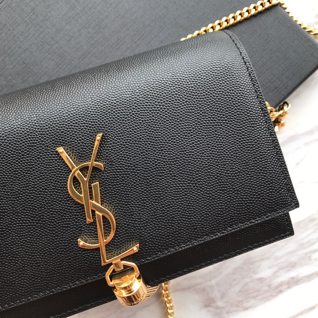 474366 KATE SMALL BAG WITH TASSEL IN GRAIN DE POUDRE EMBOSSED LEATHER, YSL Saint Laurent