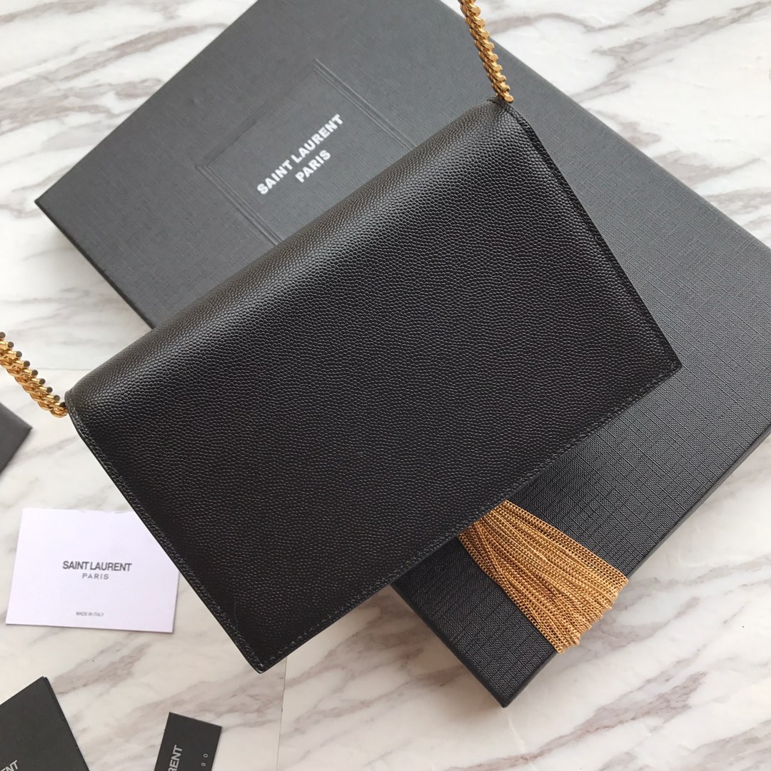 474366 KATE SMALL BAG WITH TASSEL IN GRAIN DE POUDRE EMBOSSED LEATHER, YSL Saint Laurent