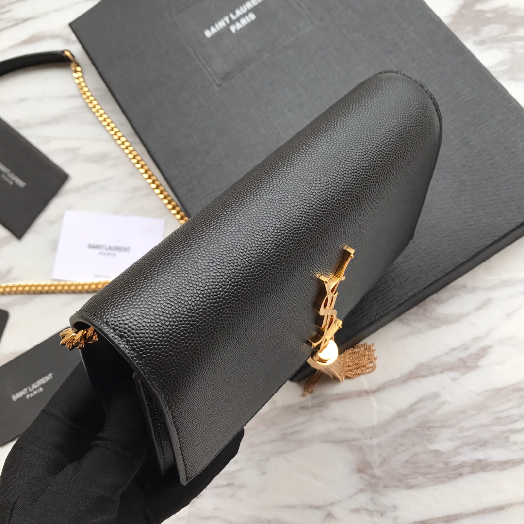 474366 KATE SMALL BAG WITH TASSEL IN GRAIN DE POUDRE EMBOSSED LEATHER, YSL Saint Laurent