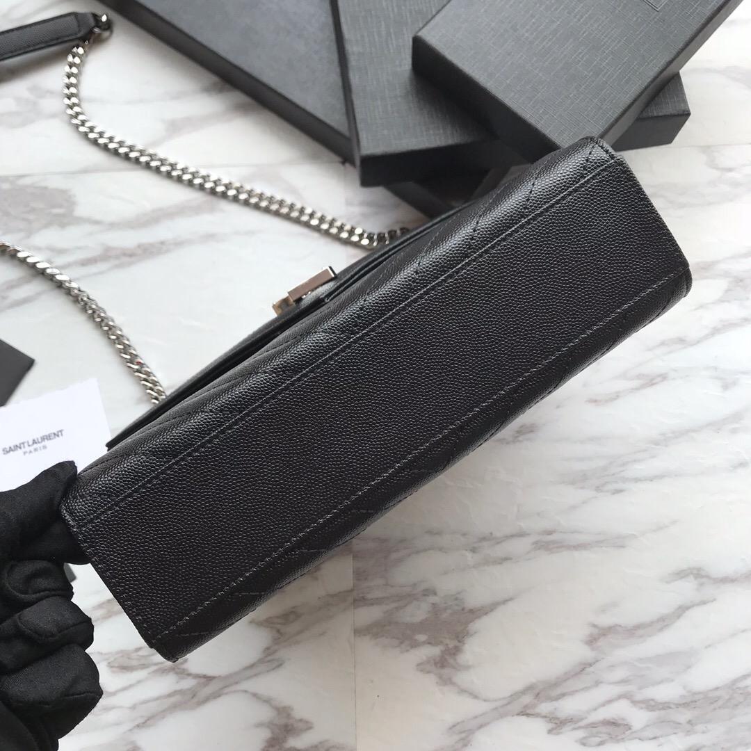 ENVELOPE MEDIUM BAG IN QUILTED GRAIN DE POUDRE EMBOSSED LEATHER, YSL SAINT LAURENT