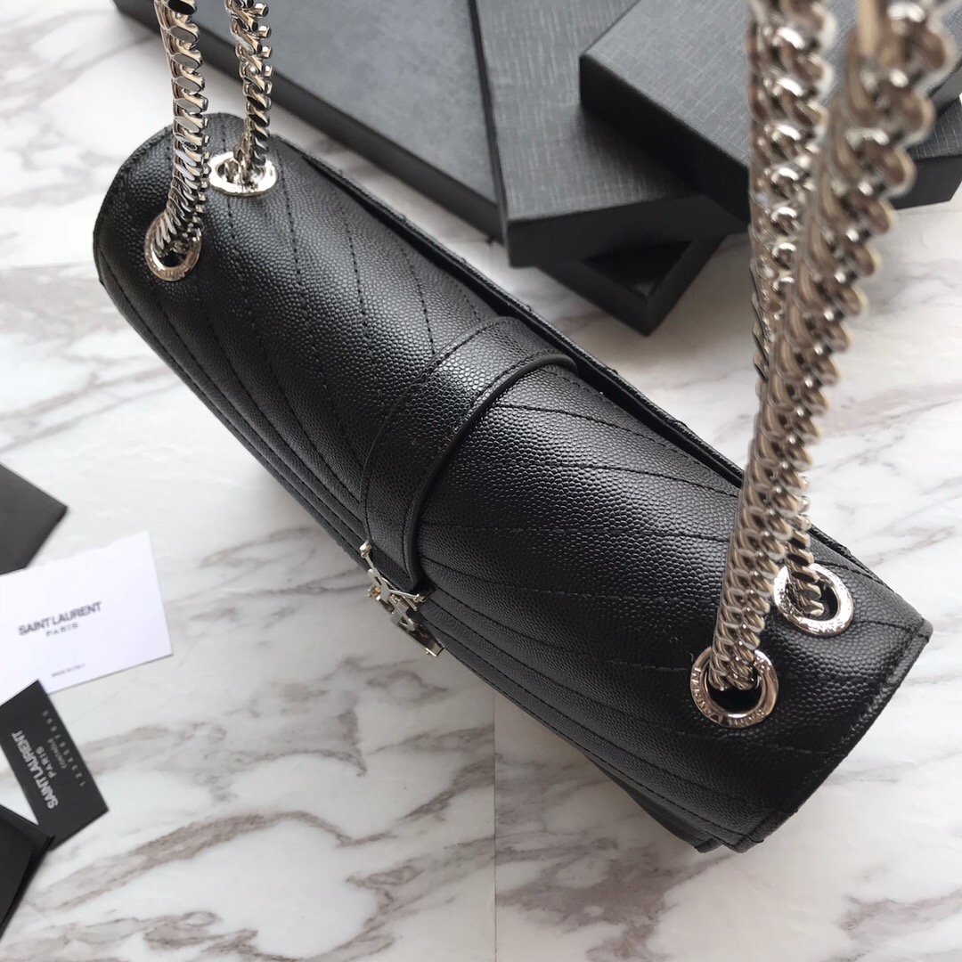 ENVELOPE MEDIUM BAG IN QUILTED GRAIN DE POUDRE EMBOSSED LEATHER, YSL SAINT LAURENT