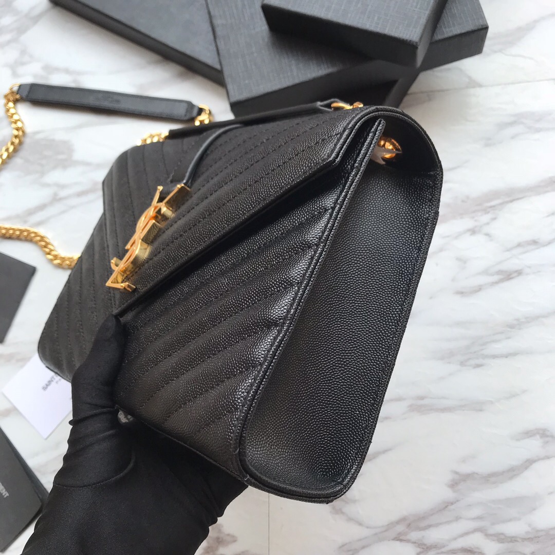 ENVELOPE MEDIUM BAG IN QUILTED GRAIN DE POUDRE EMBOSSED LEATHER, YSL SAINT LAURENT