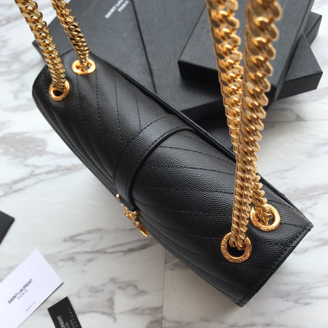 ENVELOPE MEDIUM BAG IN QUILTED GRAIN DE POUDRE EMBOSSED LEATHER, YSL SAINT LAURENT