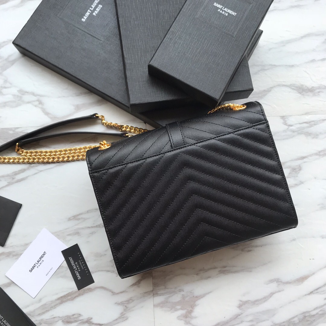ENVELOPE MEDIUM BAG IN QUILTED GRAIN DE POUDRE EMBOSSED LEATHER, YSL SAINT LAURENT