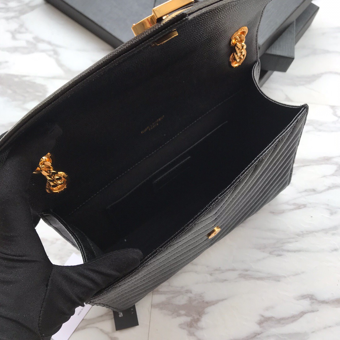ENVELOPE MEDIUM BAG IN QUILTED GRAIN DE POUDRE EMBOSSED LEATHER, YSL SAINT LAURENT