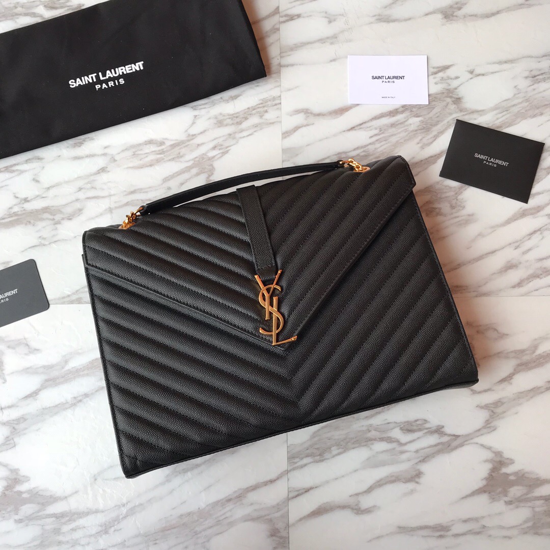 ENVELOPE LARGE BAG IN QUILTED GRAIN DE POUDRE EMBOSSED LEATHER, YSL SAINT LAURENT