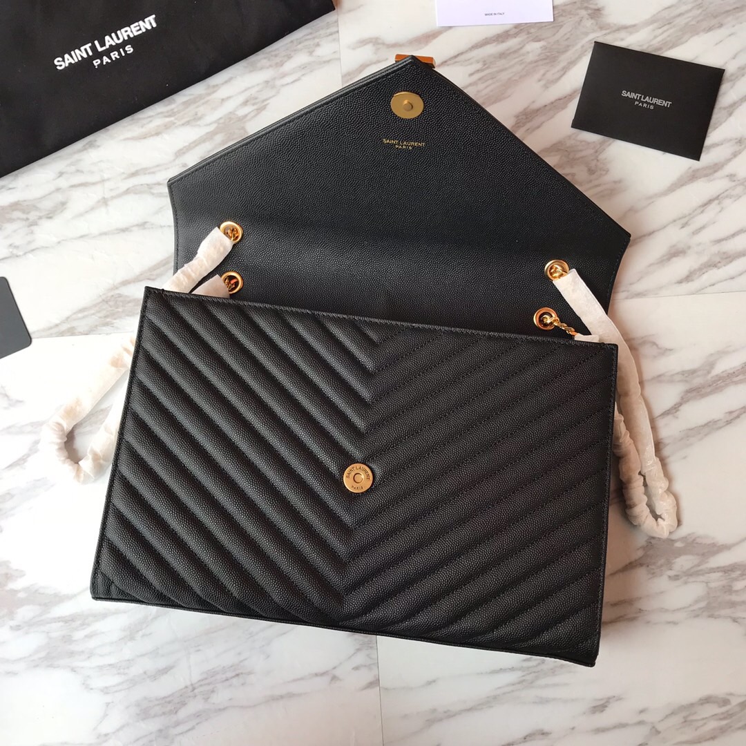 ENVELOPE LARGE BAG IN QUILTED GRAIN DE POUDRE EMBOSSED LEATHER, YSL SAINT LAURENT