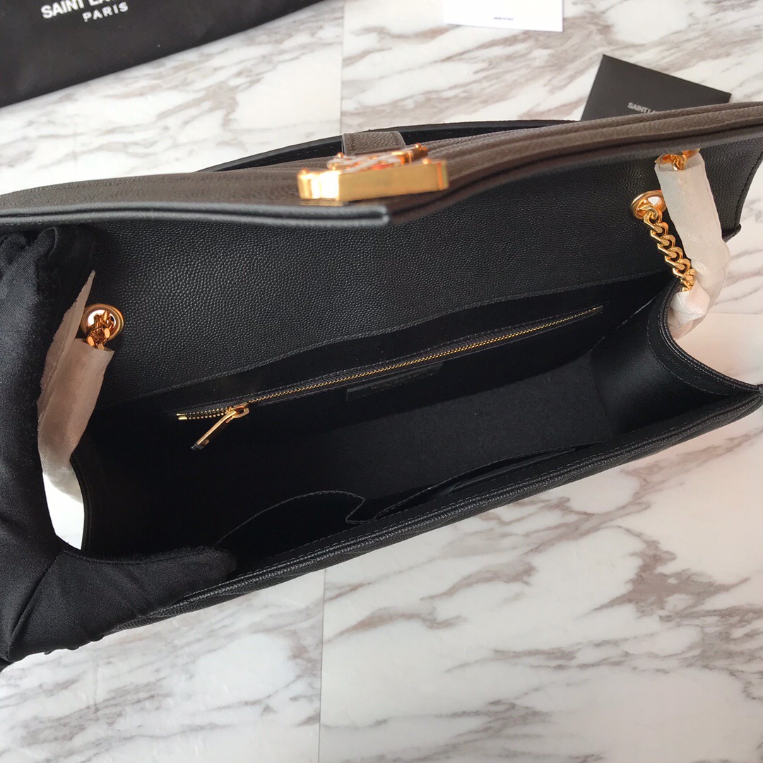 ENVELOPE LARGE BAG IN QUILTED GRAIN DE POUDRE EMBOSSED LEATHER, YSL SAINT LAURENT