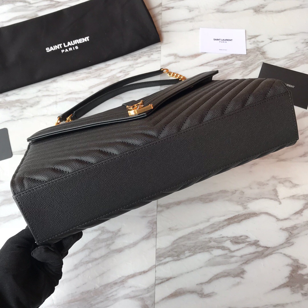 ENVELOPE LARGE BAG IN QUILTED GRAIN DE POUDRE EMBOSSED LEATHER, YSL SAINT LAURENT