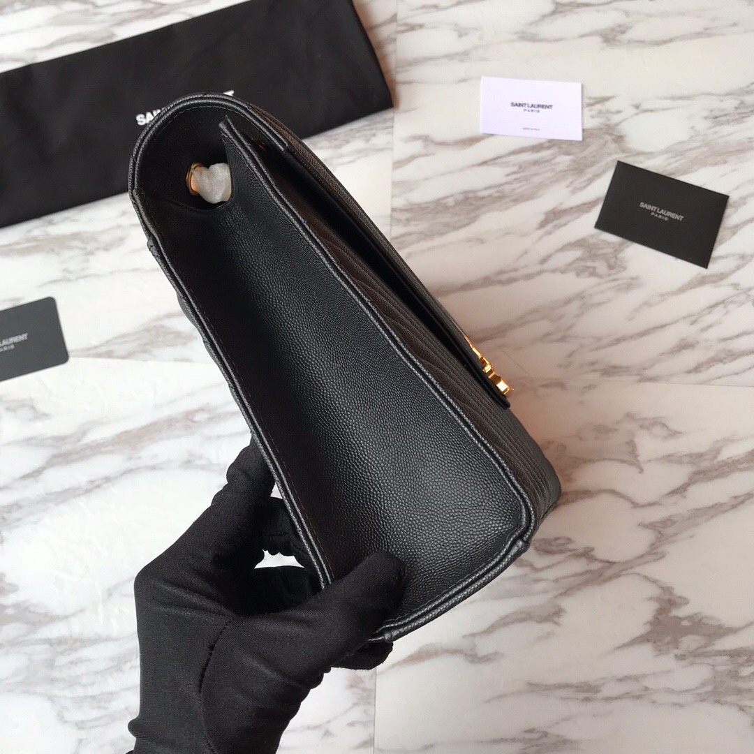 ENVELOPE LARGE BAG IN QUILTED GRAIN DE POUDRE EMBOSSED LEATHER, YSL SAINT LAURENT