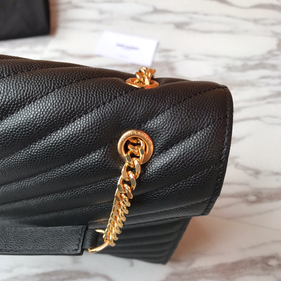 ENVELOPE LARGE BAG IN QUILTED GRAIN DE POUDRE EMBOSSED LEATHER, YSL SAINT LAURENT