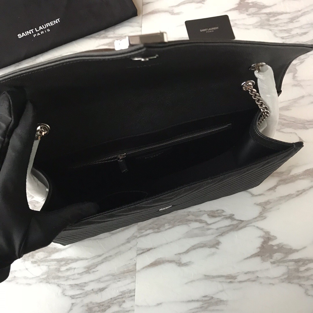 ENVELOPE LARGE BAG IN QUILTED GRAIN DE POUDRE EMBOSSED LEATHER, YSL SAINT LAURENT