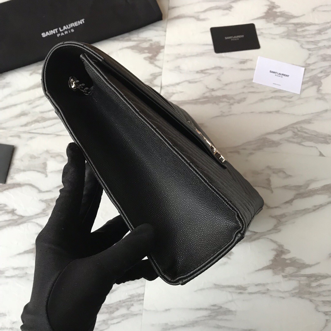 ENVELOPE LARGE BAG IN QUILTED GRAIN DE POUDRE EMBOSSED LEATHER, YSL SAINT LAURENT