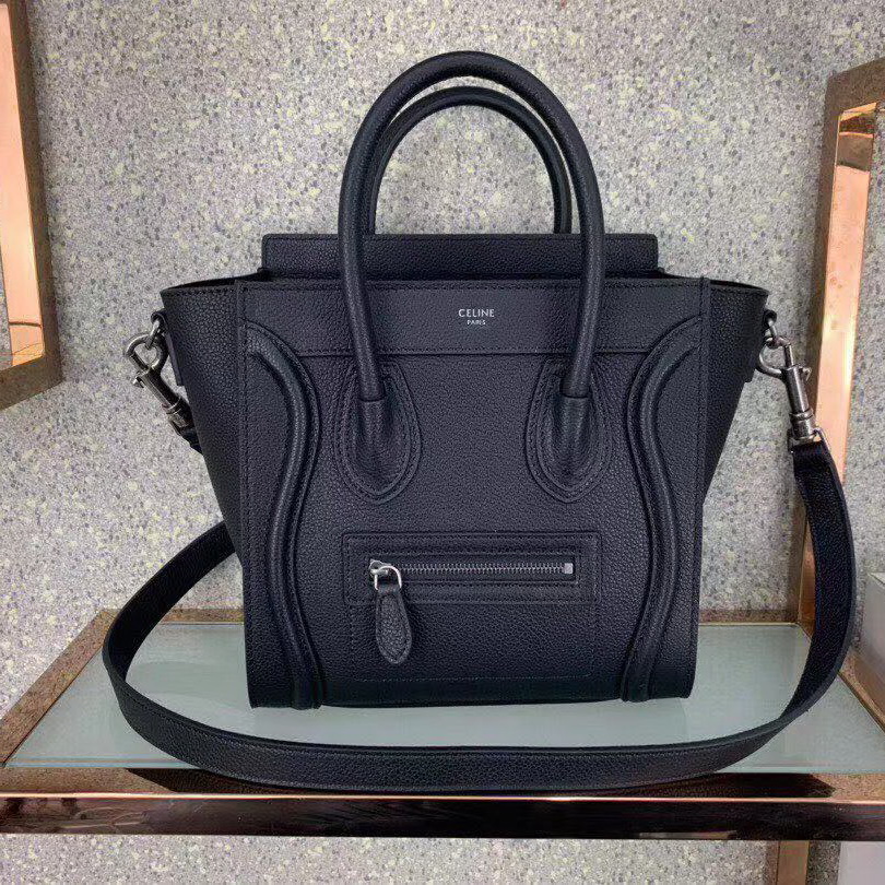 CELINE NANO LUGGAGE SHOULDER BAG CALFSKIN, 8 X 8 X 4 IN, Size W20H20D10CM, Genuine CALFSKIN