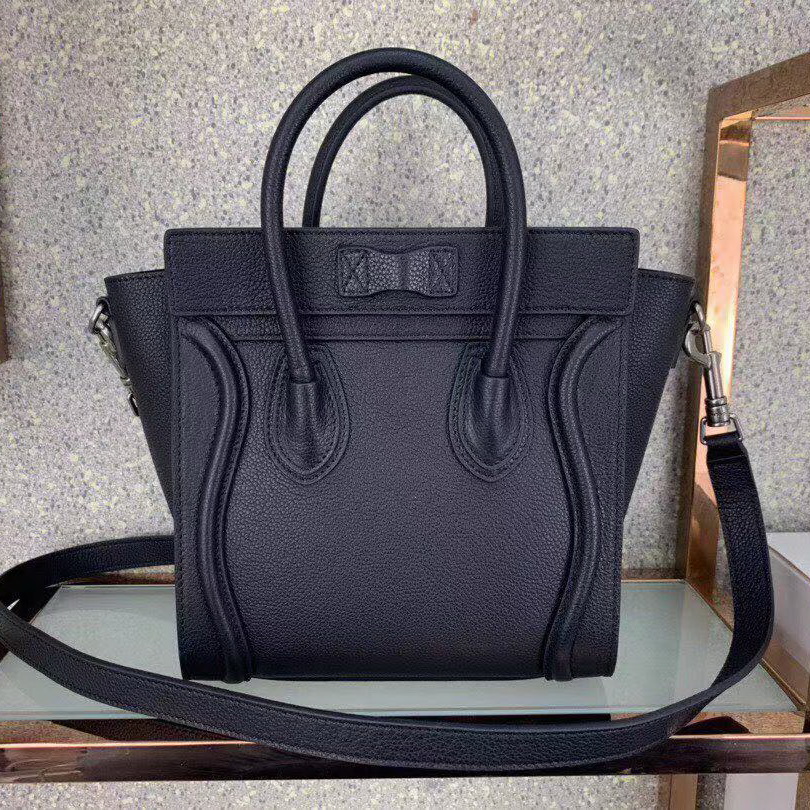 CELINE NANO LUGGAGE SHOULDER BAG CALFSKIN, 8 X 8 X 4 IN, Size W20H20D10CM, Genuine CALFSKIN