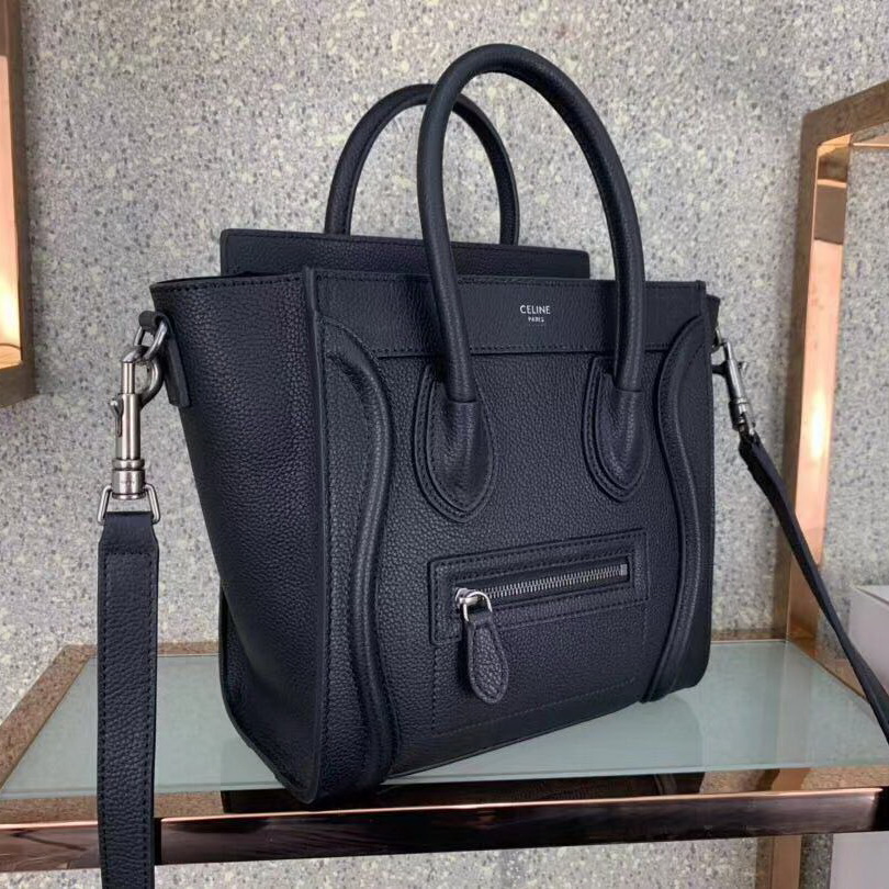 CELINE NANO LUGGAGE SHOULDER BAG CALFSKIN, 8 X 8 X 4 IN, Size W20H20D10CM, Genuine CALFSKIN