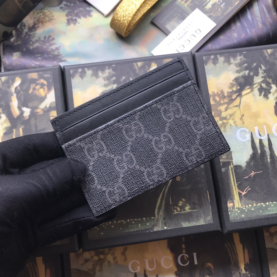 451277  Kingsnake print GG Supreme card case, GUCCI Men's Wallets & Small Accessories