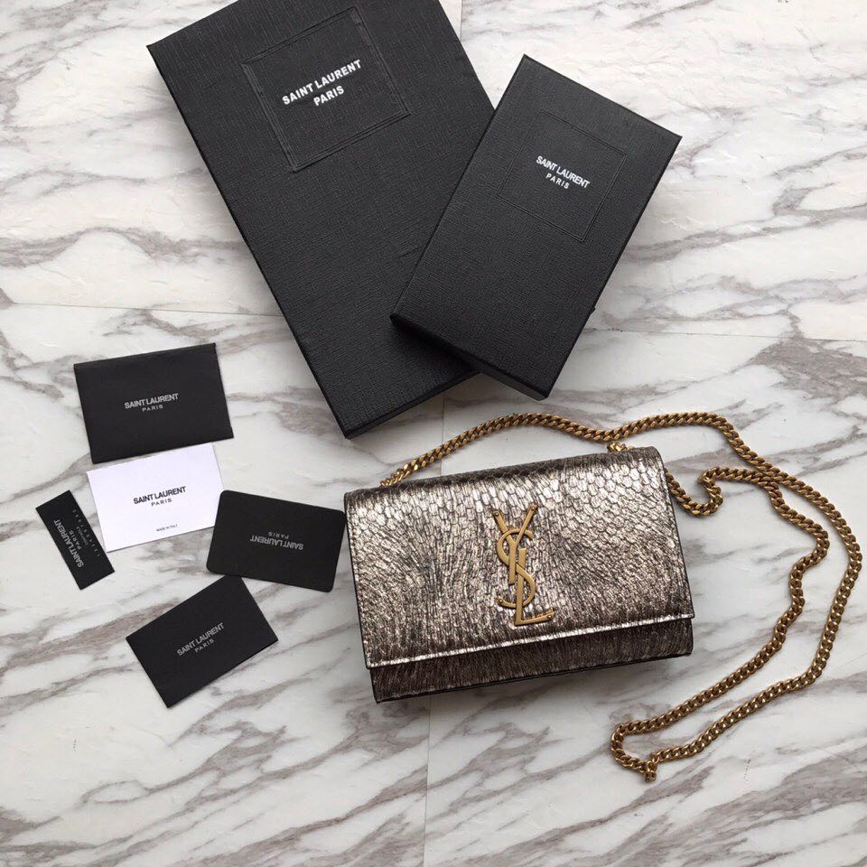 469390 KATE SMALL IN STARDUST PYTHON AND FLUORESCENT YSL, YSL Saint Laurent