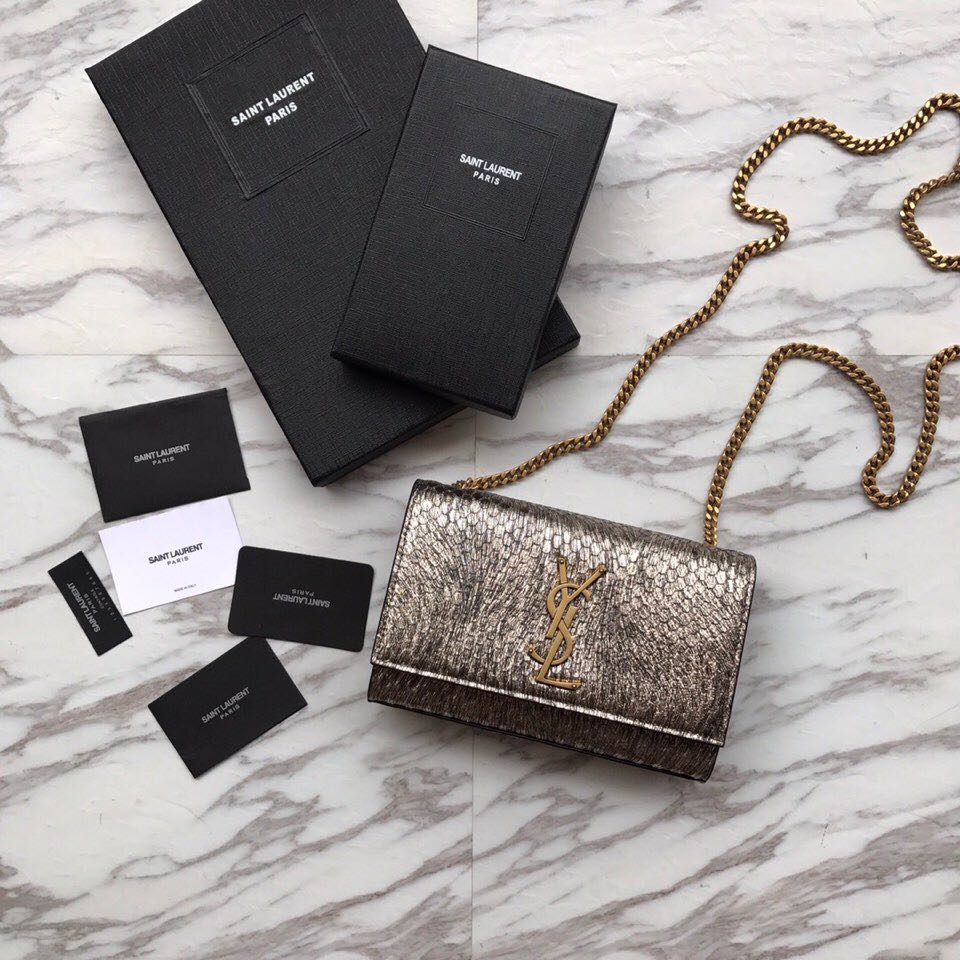 469390 KATE SMALL IN STARDUST PYTHON AND FLUORESCENT YSL, YSL Saint Laurent