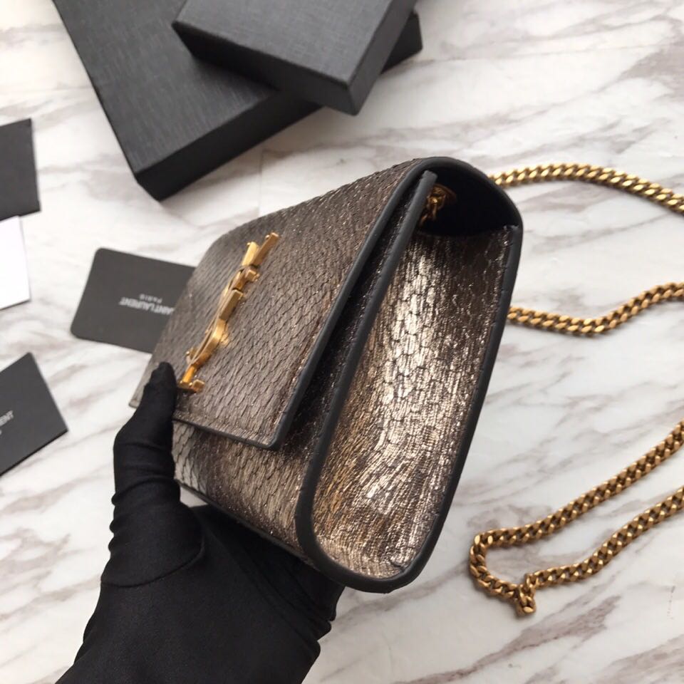469390 KATE SMALL IN STARDUST PYTHON AND FLUORESCENT YSL, YSL Saint Laurent