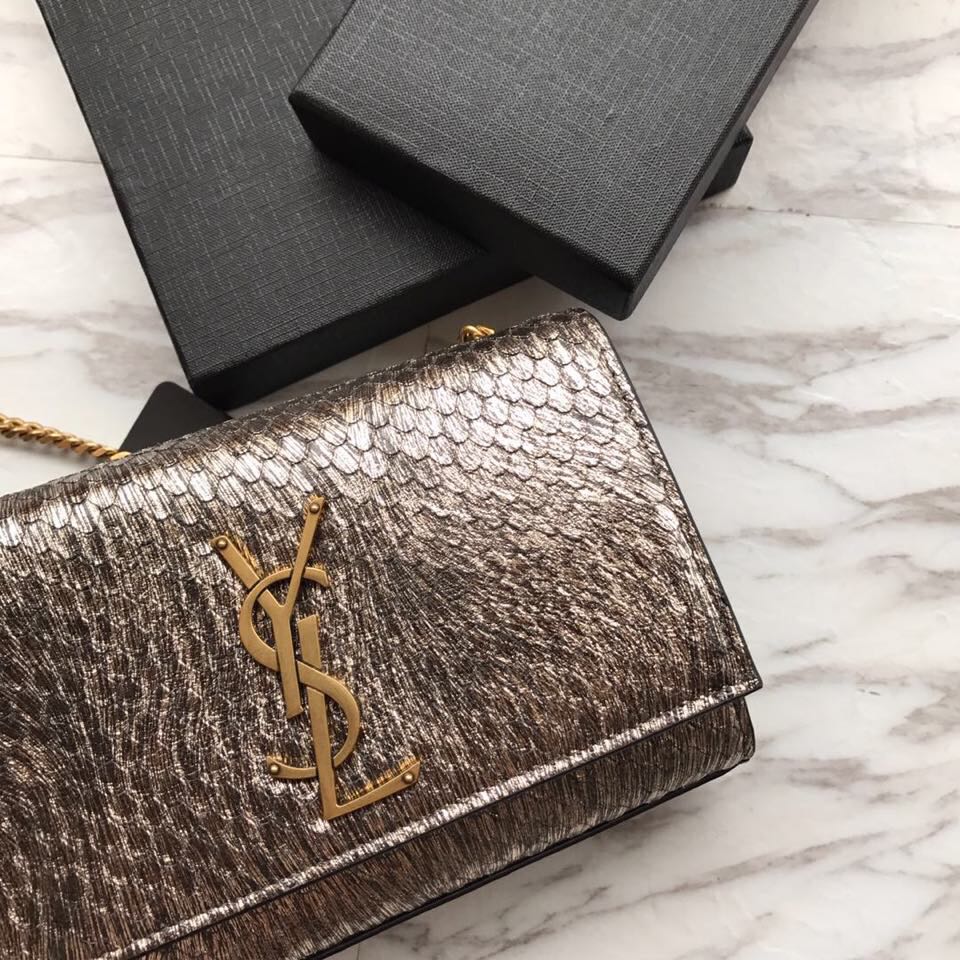 469390 KATE SMALL IN STARDUST PYTHON AND FLUORESCENT YSL, YSL Saint Laurent