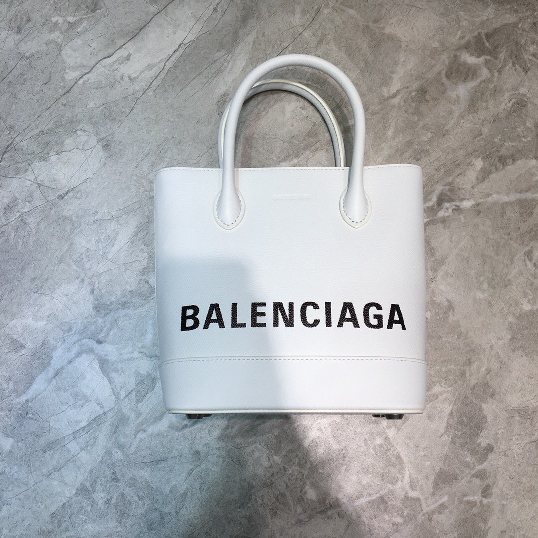 VILLE TOTE XXS, Handle Bag in white small grain leather, BALENCIAGA HANDBAG