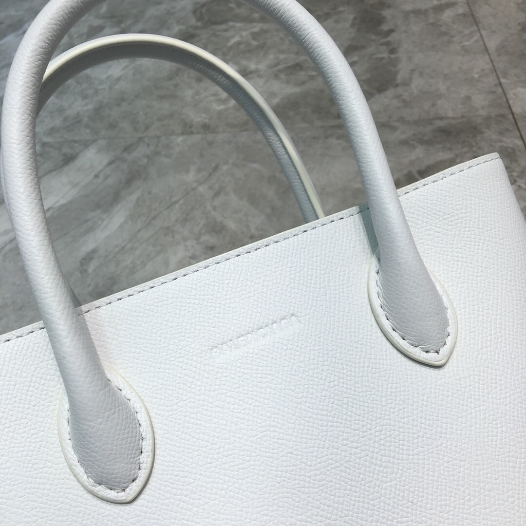 VILLE TOTE XXS, Handle Bag in white small grain leather, BALENCIAGA HANDBAG