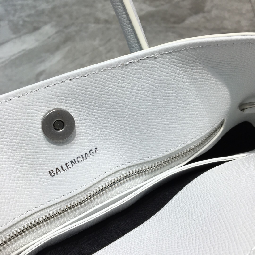 VILLE TOTE XXS, Handle Bag in white small grain leather, BALENCIAGA HANDBAG