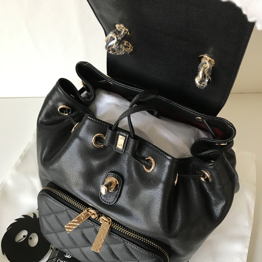 Chanel Backpack, Calfskin, 9.8 X 9.6 X 6.7 IN, A93748