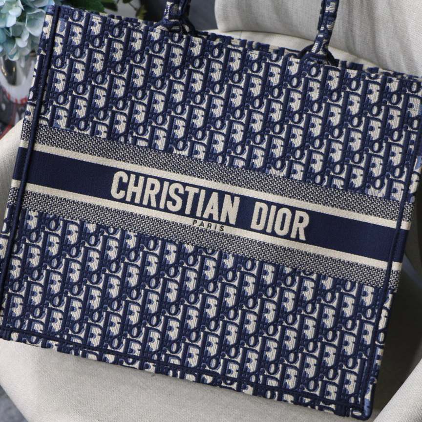 BLUE DIOR BOOK TOTE DIOR OBLIQUE BAG