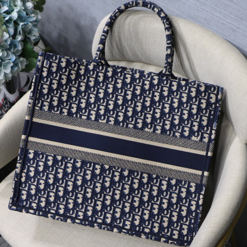 BLUE DIOR BOOK TOTE DIOR OBLIQUE BAG