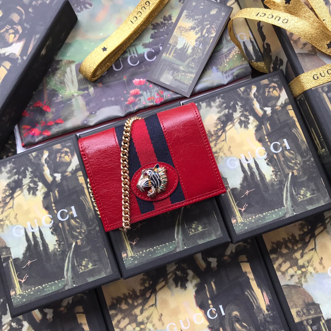 573790 Rajah chain card case wallet, GUCCI Women's Wallets & Small Accessories