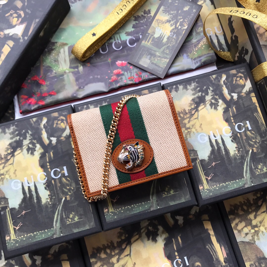 573790 Rajah chain card case wallet, GUCCI Women's Wallets & Small Accessories