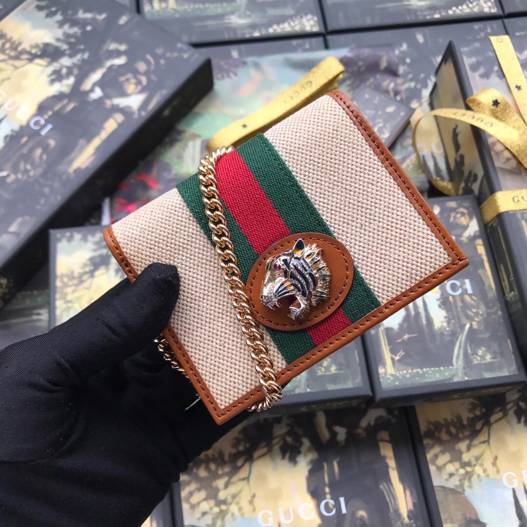 573790 Rajah chain card case wallet, GUCCI Women's Wallets & Small Accessories
