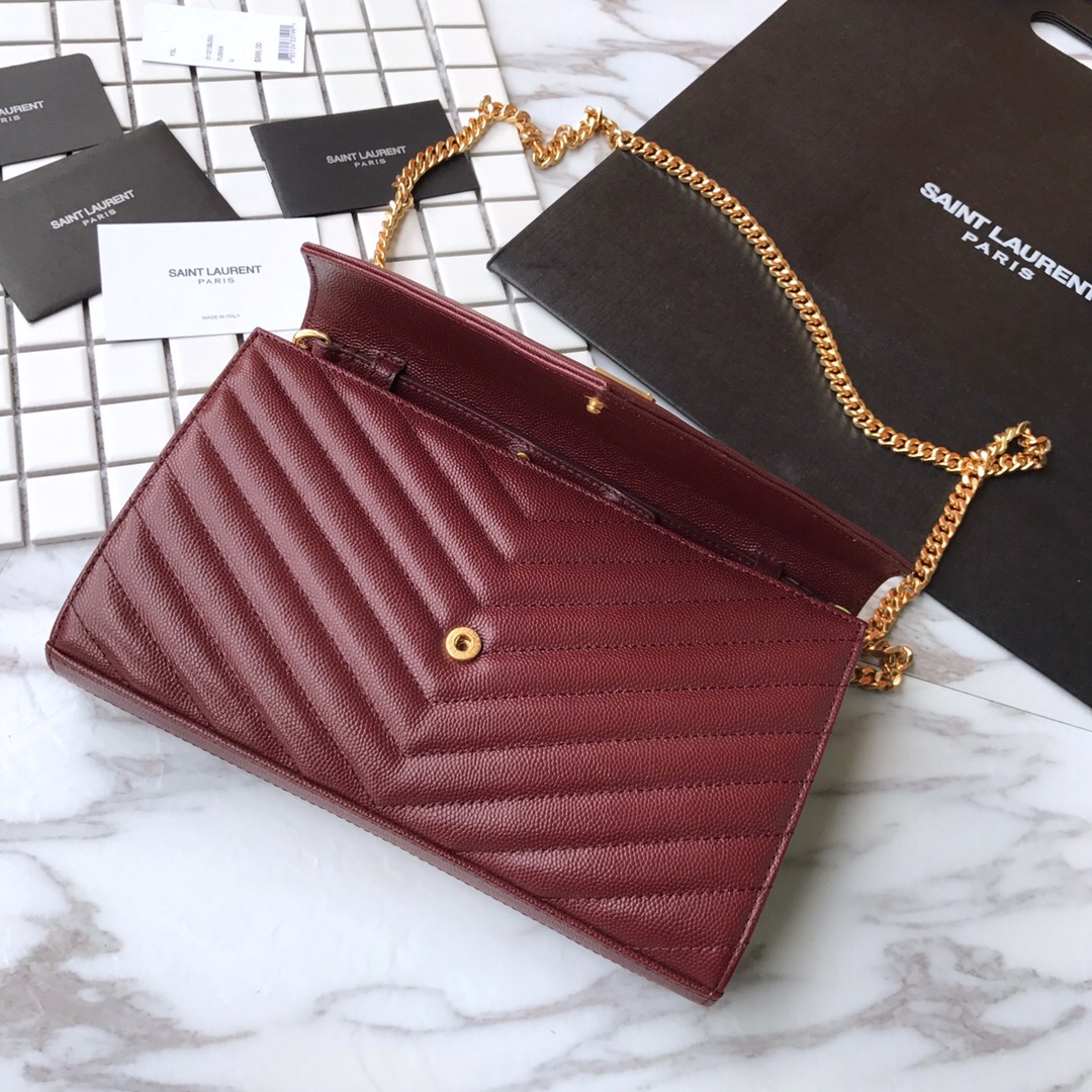 YSL Saint Laurent, 377828, MONOGRAM CHAIN WALLET GRAIN DE POUDRE TEXTURED MATELASSÉ LEATHER, STRAP DROP: 48 CM