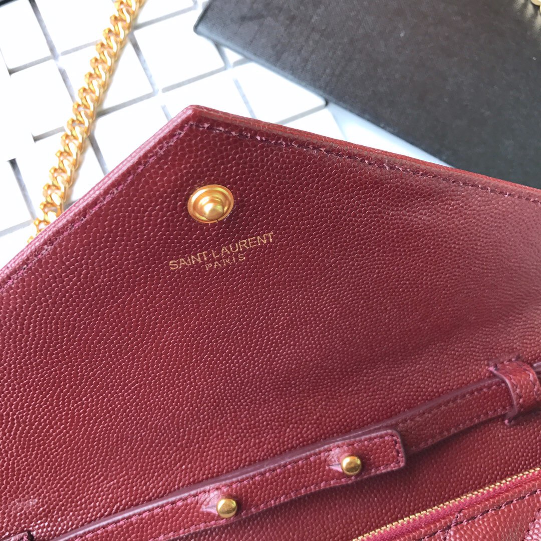 YSL Saint Laurent, 377828, MONOGRAM CHAIN WALLET GRAIN DE POUDRE TEXTURED MATELASSÉ LEATHER, STRAP DROP: 48 CM