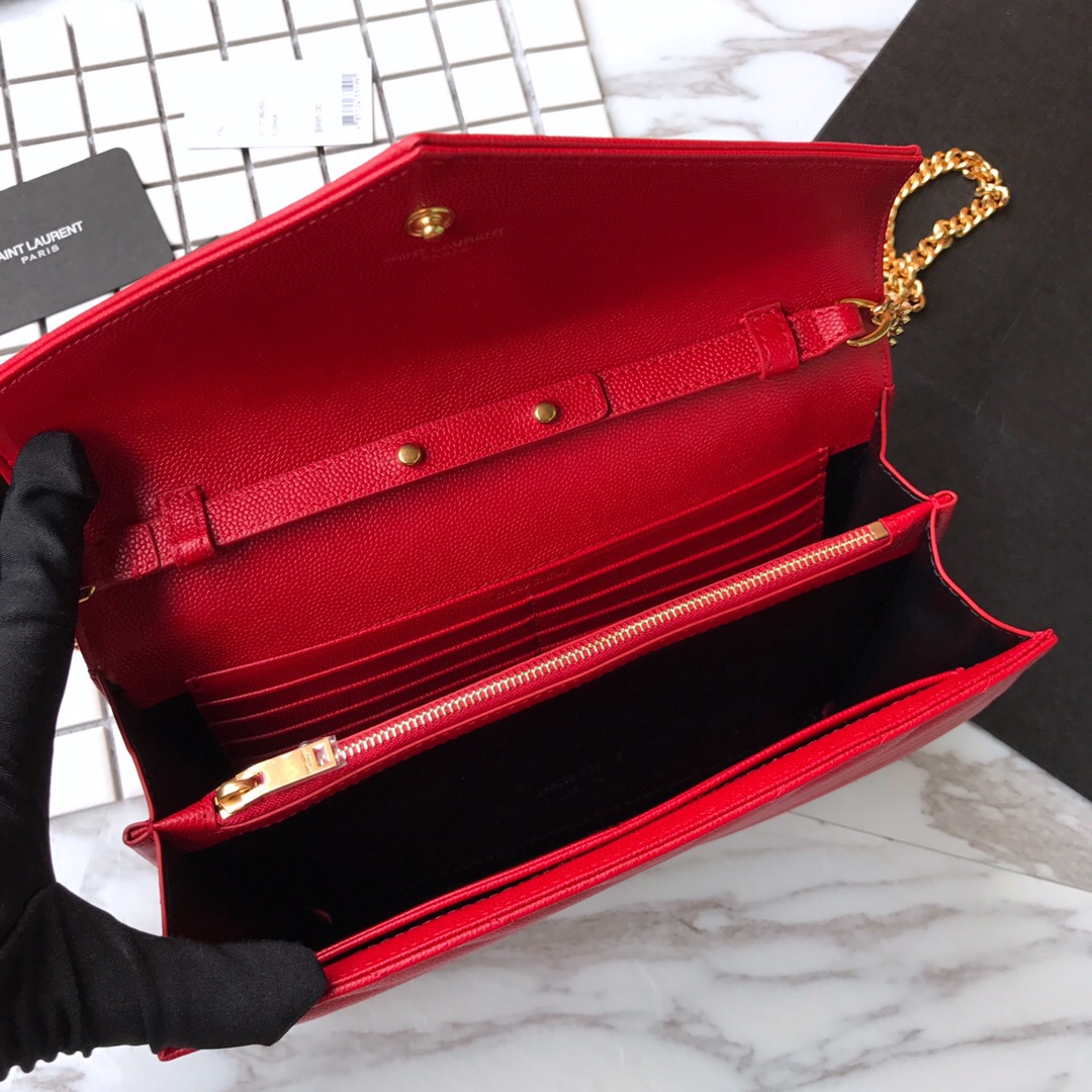 YSL Saint Laurent, 377828, MONOGRAM CHAIN WALLET GRAIN DE POUDRE TEXTURED MATELASSÉ LEATHER, STRAP DROP: 48 CM
