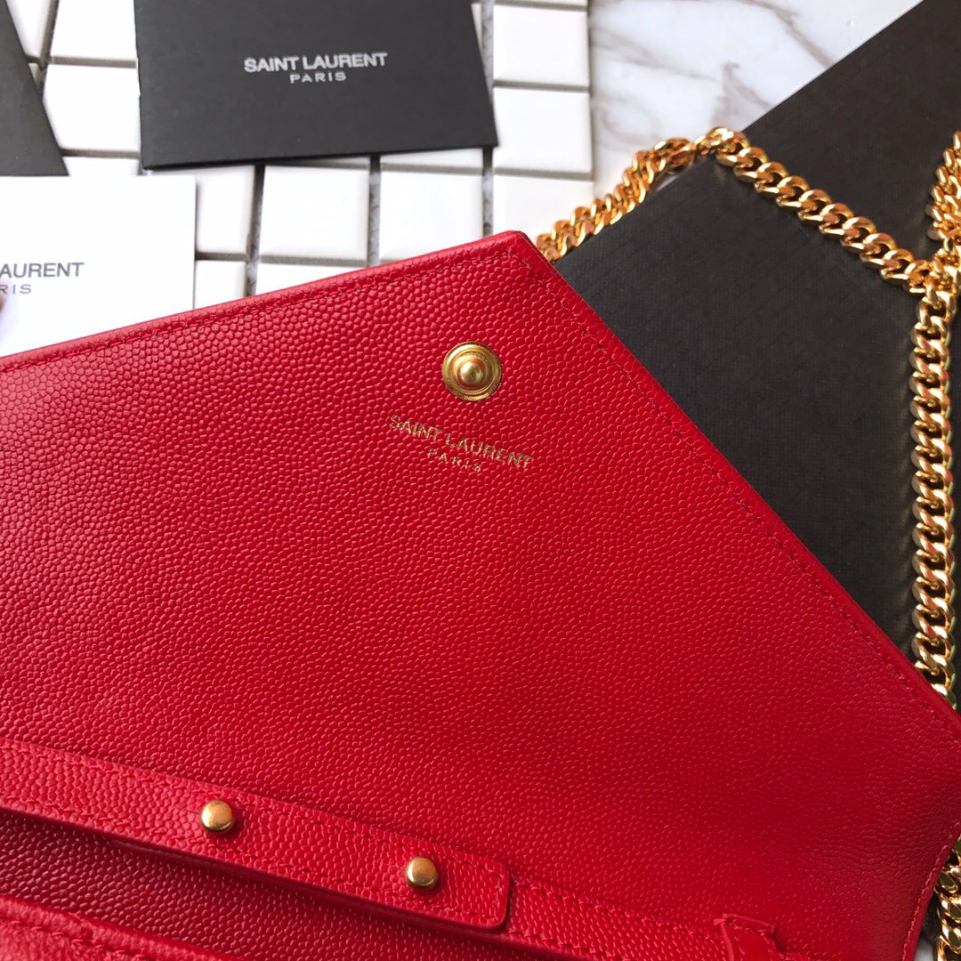 YSL Saint Laurent, 377828, MONOGRAM CHAIN WALLET GRAIN DE POUDRE TEXTURED MATELASSÉ LEATHER, STRAP DROP: 48 CM