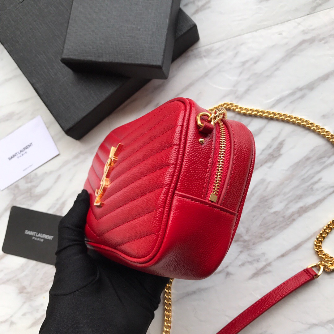 585040, LOU MINI BAG IN QUILTED GRAIN DE POUDRE EMBOSSED LEATHER, YSL Saint Laurent