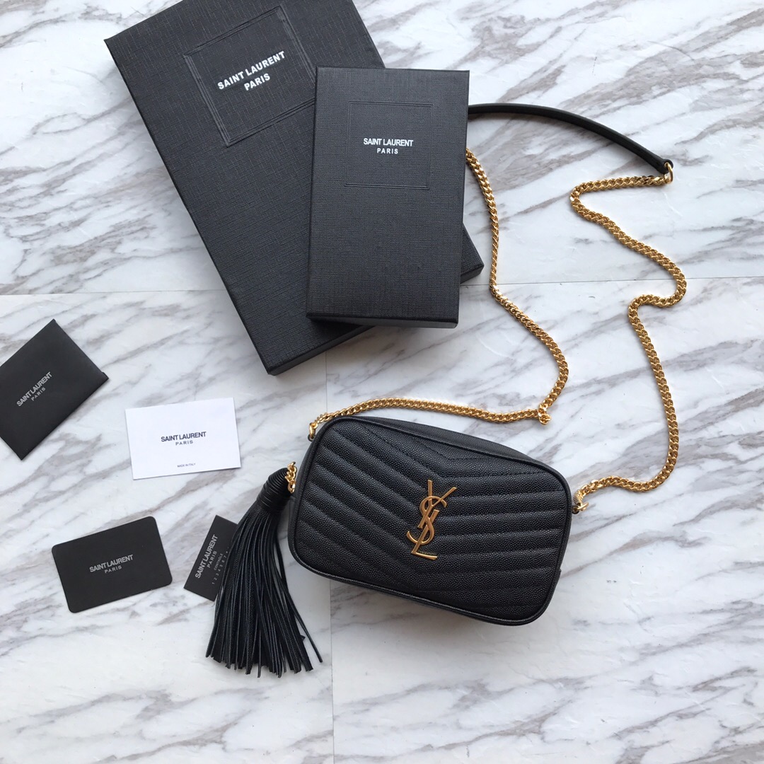 585040, LOU MINI BAG IN QUILTED GRAIN DE POUDRE EMBOSSED LEATHER, YSL Saint Laurent