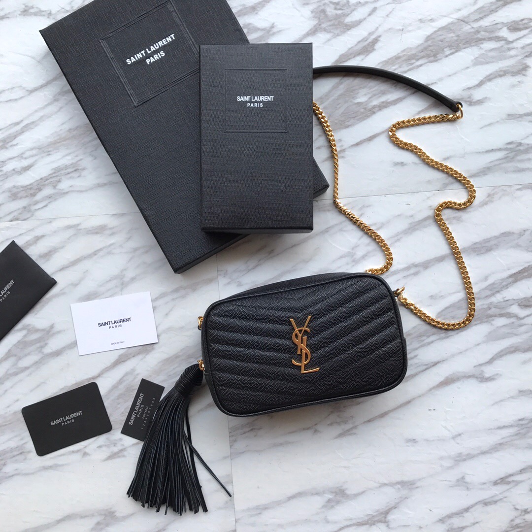 585040, LOU MINI BAG IN QUILTED GRAIN DE POUDRE EMBOSSED LEATHER, YSL Saint Laurent