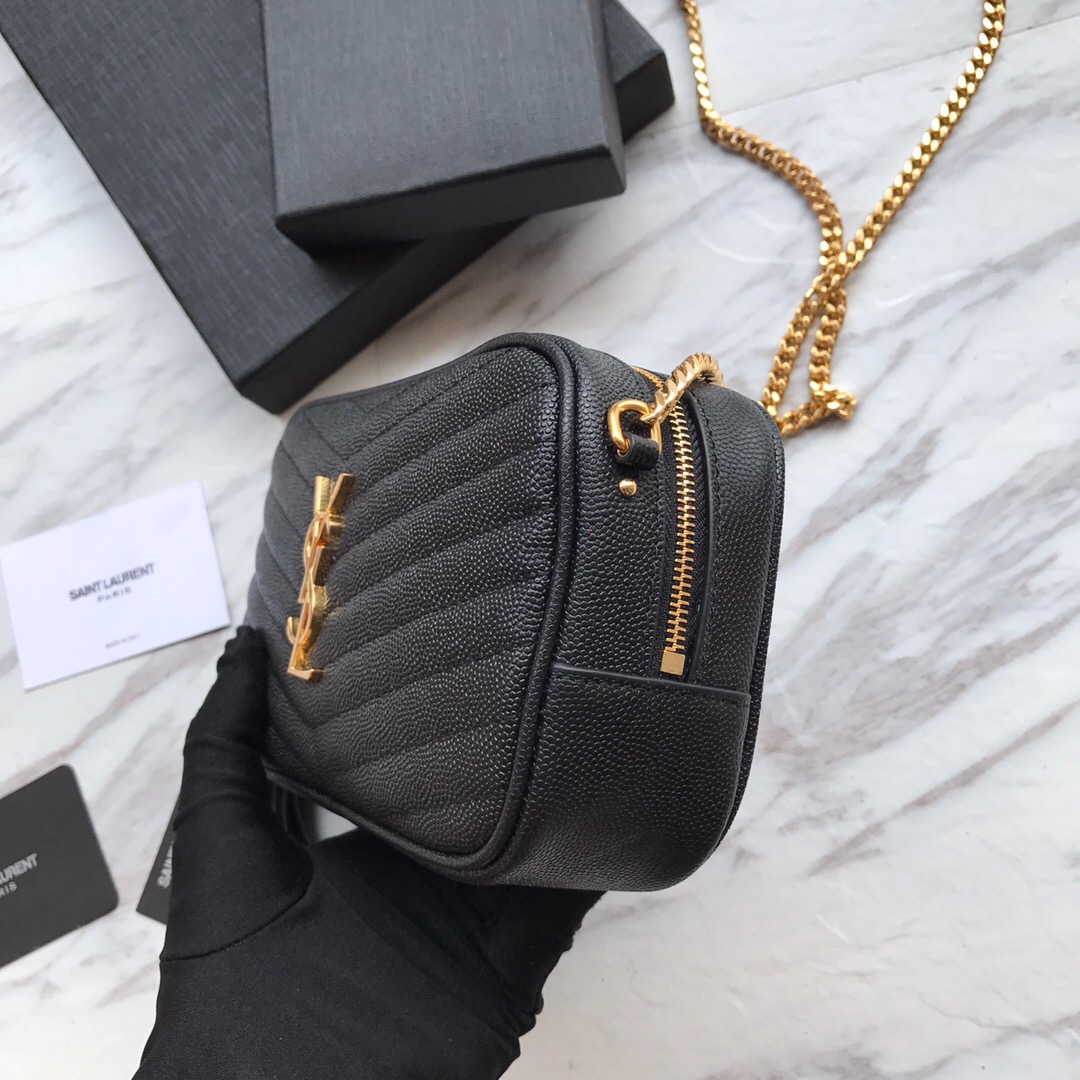 585040, LOU MINI BAG IN QUILTED GRAIN DE POUDRE EMBOSSED LEATHER, YSL Saint Laurent
