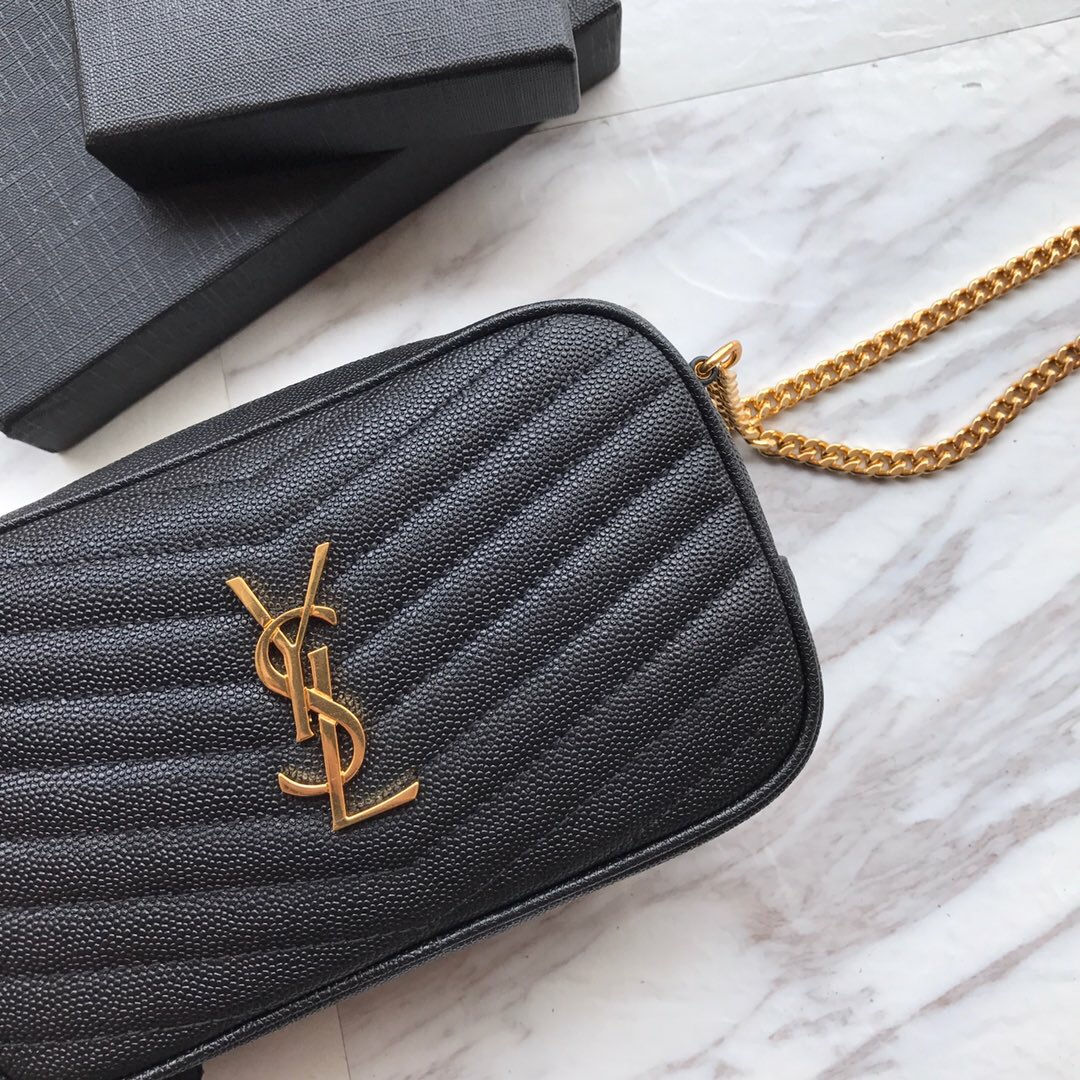 585040, LOU MINI BAG IN QUILTED GRAIN DE POUDRE EMBOSSED LEATHER, YSL Saint Laurent