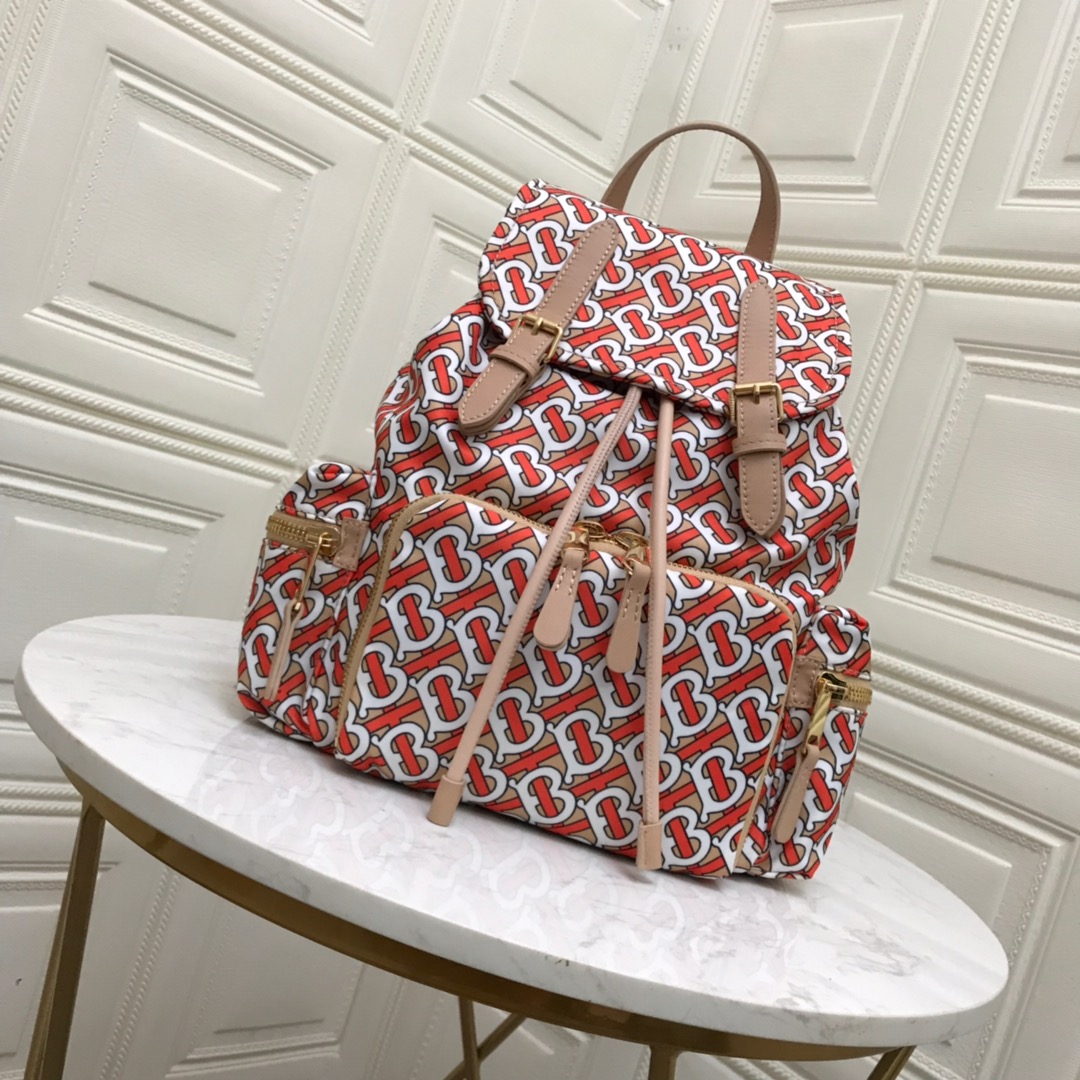 The Medium Rucksack in Monogram Print Nylon, BURBERRY BACKPACKS