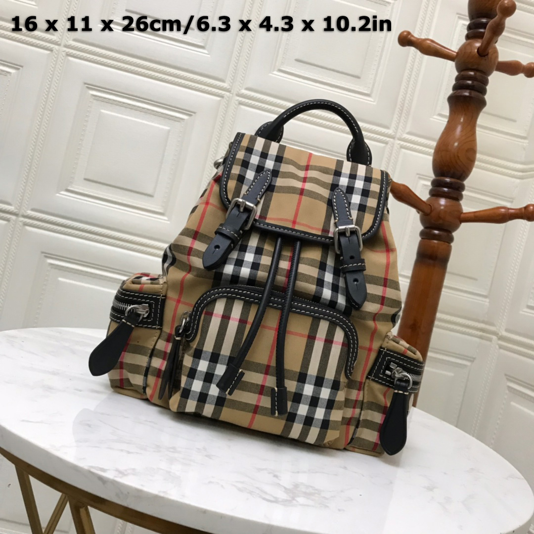 The Small Rucksack in Vintage Check and Leather, BURBERRY BACKPACKS