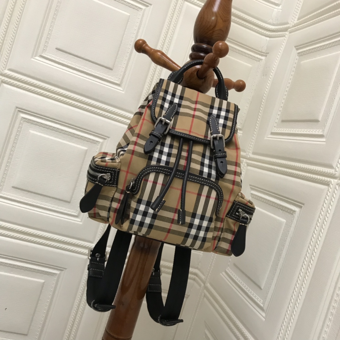 The Small Rucksack in Vintage Check and Leather, BURBERRY BACKPACKS