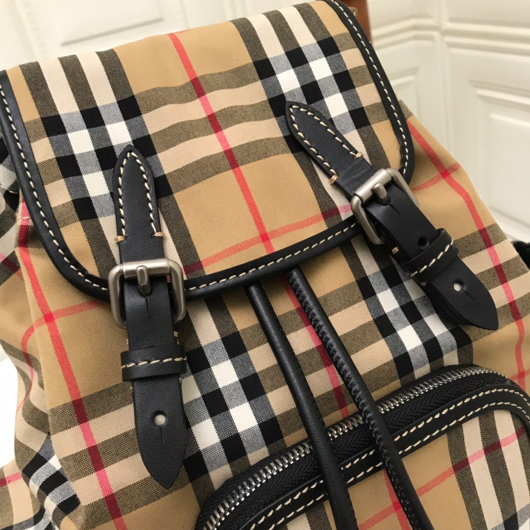 The Small Rucksack in Vintage Check and Leather, BURBERRY BACKPACKS