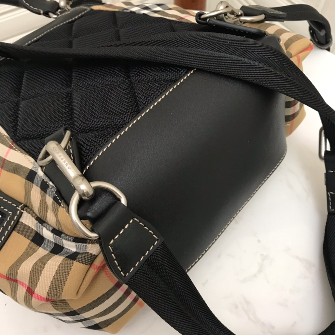 The Small Rucksack in Vintage Check and Leather, BURBERRY BACKPACKS